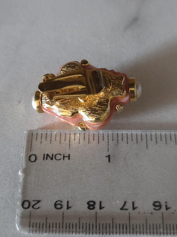 Kenneth Jay Lane KJL Coral Orange Conical Shell C… - image 8