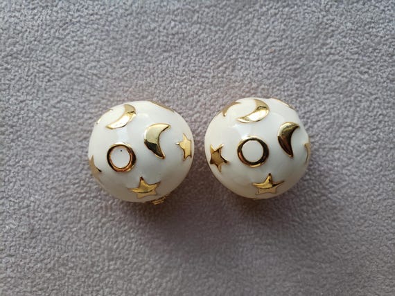 KJL Kenneth Jay Lane Signed Celestial Clip Earrin… - image 2