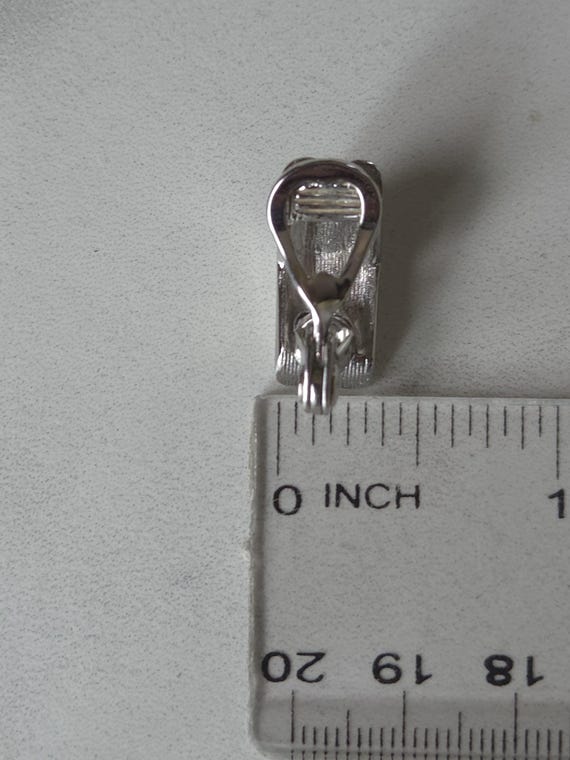 Monet Geometric Silver Tone Angular Half Hoop Cli… - image 7