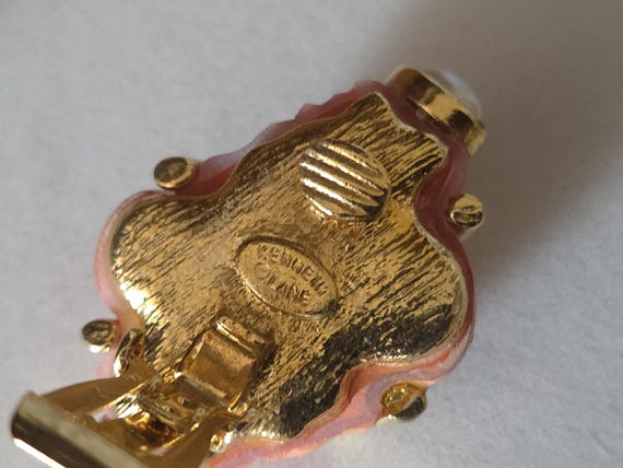 Kenneth Jay Lane KJL Coral Orange Conical Shell C… - image 6