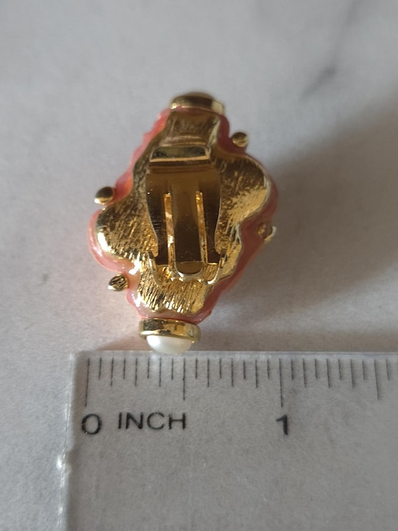 Kenneth Jay Lane KJL Coral Orange Conical Shell C… - image 9