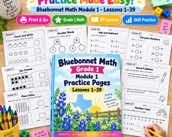 1st Grade Math Practice PDF | Module 1 Lessons 1-39 | Addition Subtraction Place Value Worksheets
