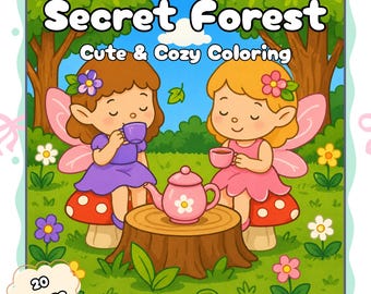 Secret Forest Coloring Book, Cozy Nature Coloring Pages, 20 Page Relaxing Art Book, Stress Relief Gift for Adults & Teens