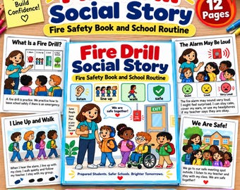 Fire Drill Social Story PDF | 12-Page Fire Safety Book for Kids (Digital Download)