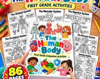 1st Grade Human Body Worksheets | 86-Page Science Activity Book | Body Systems Printable