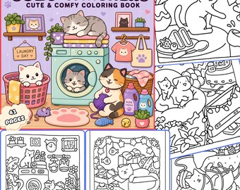 Coco Wyo Cat Moments 41 Coloring Pages – Cozy and Cute Cat Coloring Book for Cat Lovers, Hygge & Comfy Days – Style Digital Downlaod Gift