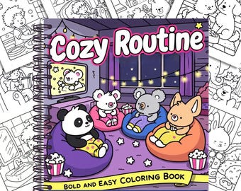 Cozy Routine Coloring Book, 86 Hand-Drawn Pages, Whimsical Cryptids (Digital Download)