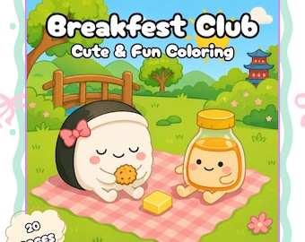 Breakfast Club Coloring Book, Cute Food Coloring Pages, Kawaii Printable Activity Book for Kids, Cozy Fun Coloring Sheets