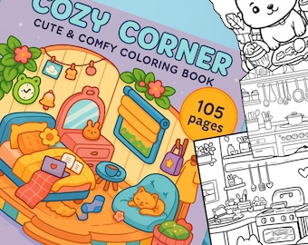 Cozy Corner by Coco Wyo Coloring Book PDF 105 Cute Printable Pages for Relaxing Fun