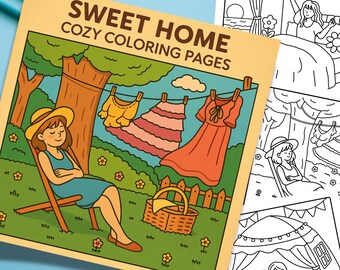 Coco Wyo Sweet Home Cozy Coloring Pages Girl Moments Coloring Book: 10 Cute and Cozy Designs - Printable PDF