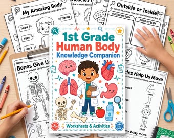 1st Grade Human Body Worksheets | 15 Page Science Activities | Anatomy Printable | CKLA Unit 2 Companion