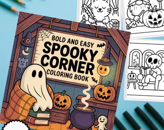 Cute Spooky Corner Coloring Book, 68 Printable Pages (PDF)