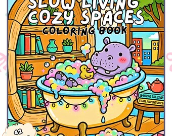 Slow Living Cozy Spaces Coloring Book, 42 Page Relaxing Home Scenes, Cozy Aesthetic Coloring, Mindful Living Art Book, Stress Relief Gift