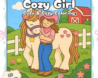 Cozy Girl Coloring Book, 20 Pages Printable, Cute Relaxing Aesthetic Coloring Pages for Adults & Teens, Self Care Art Activity PDF