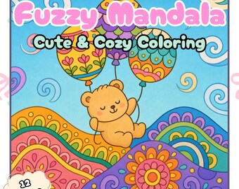 Fuzzy Mandala Coloring Book, Cozy Pages, 12 Page Relaxing Art, Stress Relief Printable