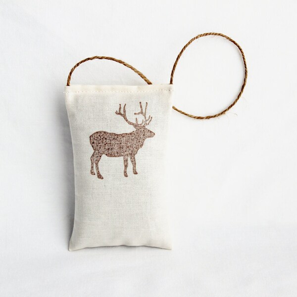 Modern Christmas Ornament, Rustic Christmas Ornaments, Elk Lavender Sachet Stocking Stuffer