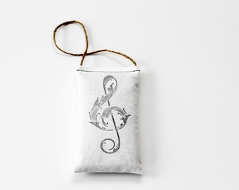 Piano Teacher Gift, Hanging Lavender Sachet with Treble Clef, Music Decor