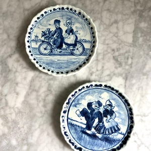 2 Vintage Delft 4” Hand-Painted Wall Plates // Painter Signed