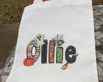 Halloween Tote - Trick or Treat Tote - Toddler Tote - Halloween Alphabet - Personalized Halloween Tote - Personalized Goodie Bag