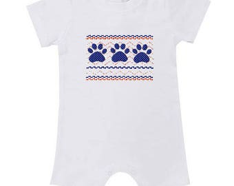 Game Day Bubble - Game Day Romper - Infant Clothing - Cotton Clothing - Auburn Tigers - Tigers - Smocking - Game Day - Team Colors