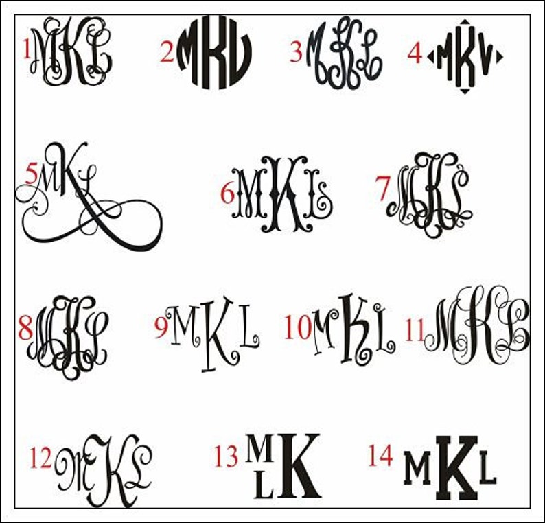 Monogram Sticker Vinyl Monogram Monogram Car Sticker Sticker Vinyl Decal Monogram Car Decal