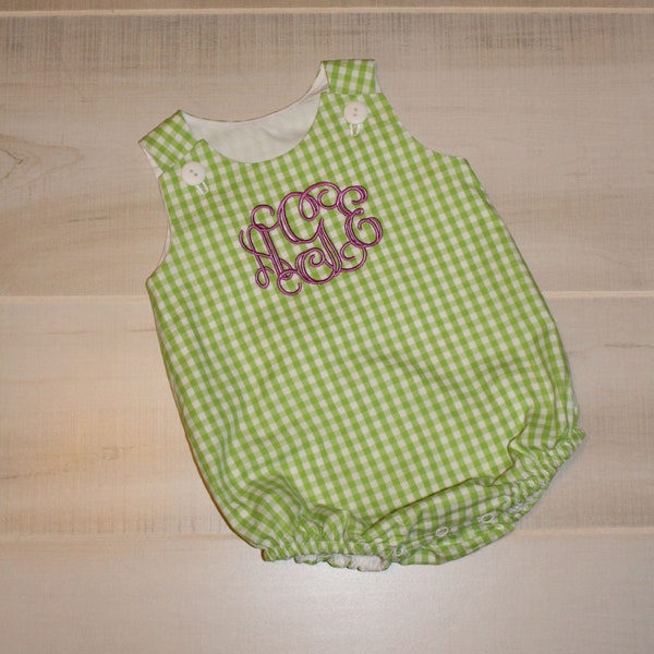 monogrammed - bubble - suit - bubble suit - infant romper - romper - monogrammed romper - monogrammed bubble suit - cotton romper - 12 month