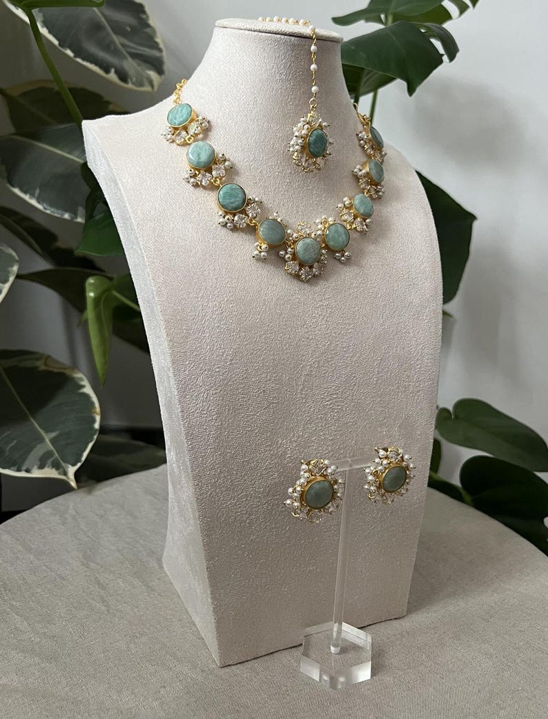 Indian ethnic imitation jewellery necklace earrings tikka set