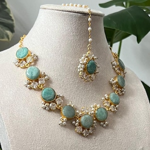 Indian ethnic imitation jewellery necklace earrings tikka set