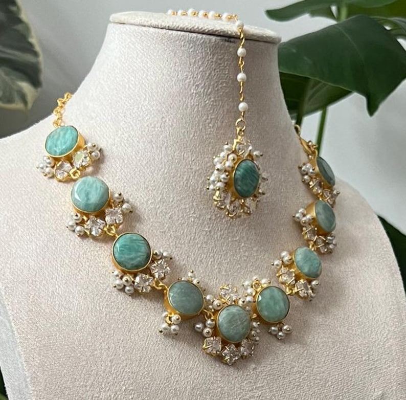 Indian ethnic imitation jewellery necklace earrings tikka set