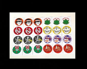 Autocollants Vintage Scratch 'n Sniff Menthe Poivrée - Lot De 12 Pins Scellé 1981 - Neuf