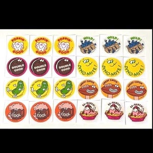 24 Retro Smell scratch and sniff Stickers