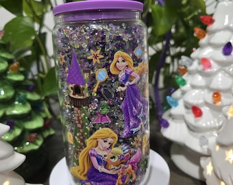 Tangled 16oz Glass With Acrylic Diamond Beads