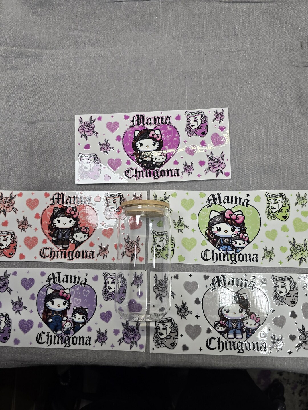 Hello Kitty Mama Chingona Clear Glass Can 18oz Etsy