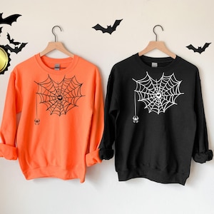Halloween Spider Web Sweatshirt: Spooky Season Cotton-Blend