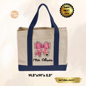 Custom Teacher Work Canvas Tote Bag, Teacher Appreciation, Teacher School Bag, Monogram Gifts for Teacher, Personalized Teacher Tote