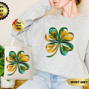 Cute St Patricks Four Leaf Clover Sweatshirt, St Patricks Day, Gift For St Patricks, Watercolor St Patrick Tshirt, Shamrock Sweatshirt