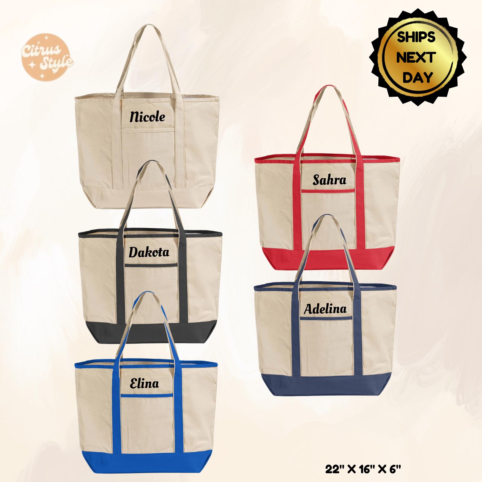 Personalized Monogram Canvas Tote Bag: Preppy Boat & Beach Bag