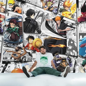 Carta da parati anime giapponese, adesivo da parete manga, poster di film anime giapponesi, arte murale One Piece, decorazione da parete per sala giochi, cameretta per bambini.