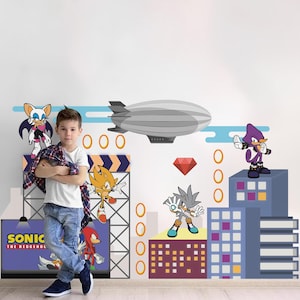 Super Sonic Wall Decal Sonic City Wall Sticker Shadow the Hedgehog Wallpaper Japanese Game Wall Art Wall Decal For Boy Room Kid Room Decor