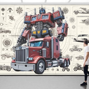 TRANSFORMERS Wallpaper Optimus Prime Wall Decal Autobots Wall Sticker Robot Wall Mural Gift For Boy Room Gift For Kid Child Room Decor