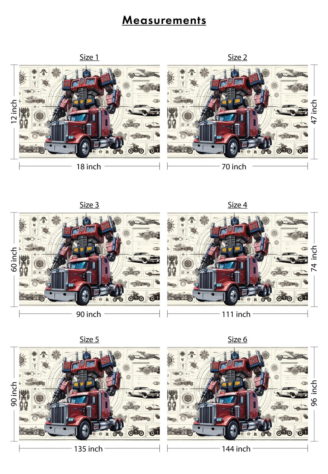 TRANSFORMERS Wallpaper Optimus Prime Wall Decal Autobots Wall Sticker ...