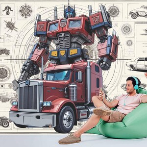 TRANSFORMERS Wallpaper Optimus Prime Wall Decal Autobots Wall Sticker Robot Wall Art Wall Mural For Boy Room Kid Room Nursery Room Decal