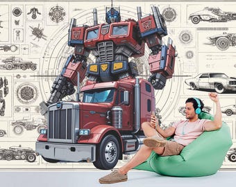 Papel pintado de TRANSFORMERS Optimus Prime Vinilo decorativo de pared Autobots Adhesivo de pared Arte de pared de robot Mural de pared para habitación de niño Habitación infantil Habitación infantil Vinilo decorativo para habitación infantil