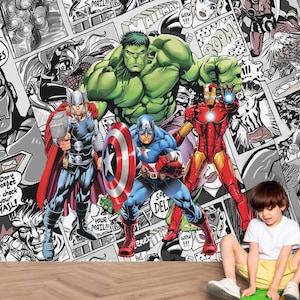 The Avengers Wallpaper Superheroes Wall Sticker Iron Man Wall Mural Thor Wall Decal Captain America Wall Art For Child Room Boy Room Decal