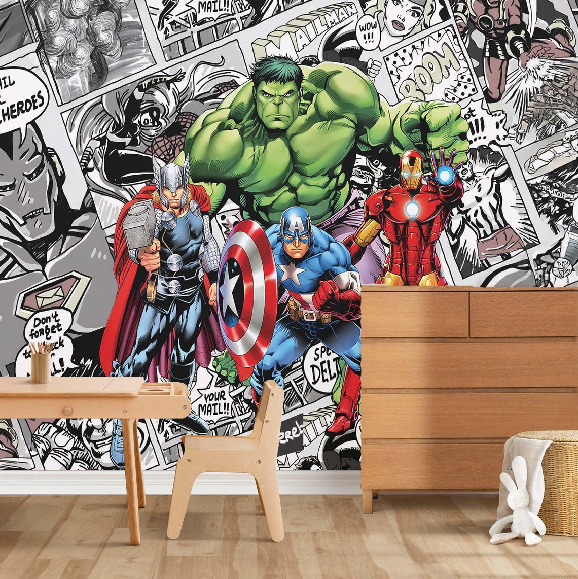 The Avengers Wallpaper Superheroes Wall Sticker Iron Man Wall Mural ...