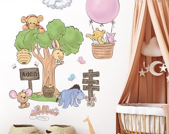 Klassieke Winnie de Pooh Muurtattoo Vintage Winnie Muursticker Peuterkamer Decor Speelkamer Decor Muurtattoo voor kinderkamer Muurschildering voor kind