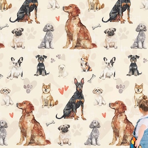 Carta da parati con razze di cani, adesivo da parete Golden Retriever, Doberman, Pomerania, Barboncino, adesivo da parete per amanti degli animali, decorazione per la stanza dei cani.