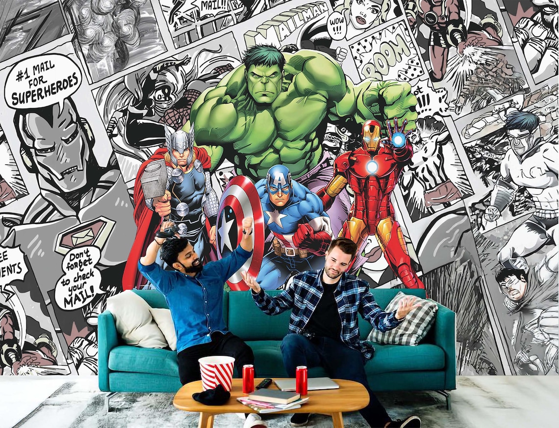 The Avengers Wallpaper Superheroes Wall Sticker Iron Man Wall Mural ...
