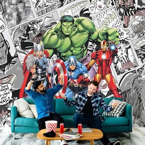 The Avengers Wall Decal Superheroes Wall Sticker Iron Man Wall Mural Thor Wallpaper Captain America Wall Art For Boy Room Kid Room Decor