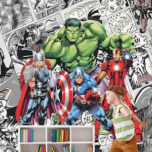 The Avengers Wallpaper Superheroes Wall Sticker Iron Man Wall Mural Thor Wall Decal Captain America Wall Art For Game Room Boy Room Decal